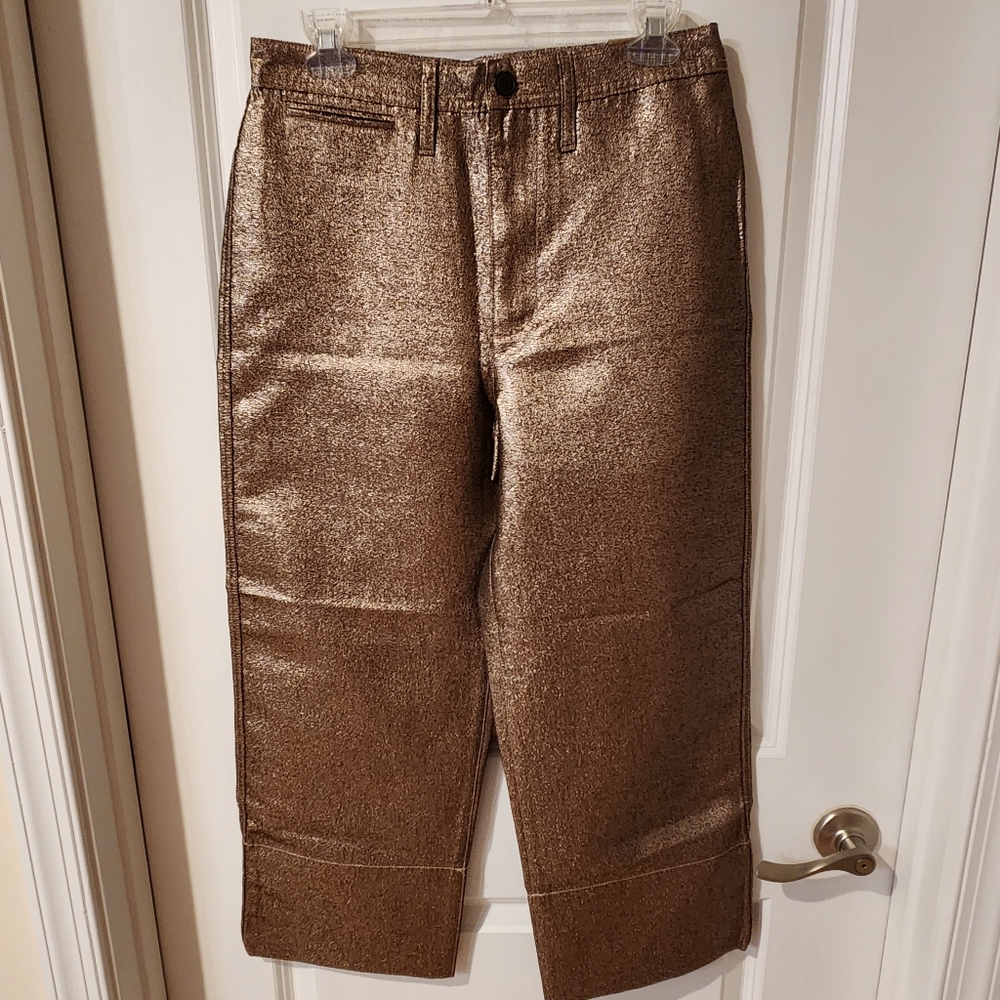 NWT Madewell Slim Emmett Wide Leg Crop pants, rose gold, size 28